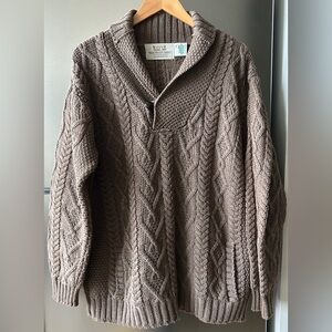 Aran Sweater Market Merino Wool Sweater XL Cable Knit Shawl Collar Ireland